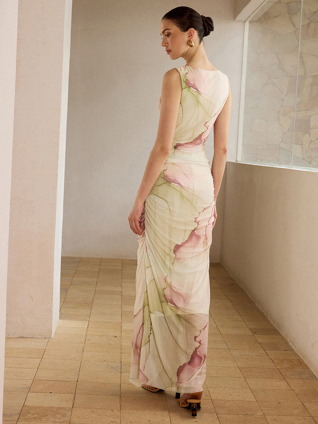 Printed Semi-Sheer Mesh Maxi Dress  Liora Lane Boutique Dresses