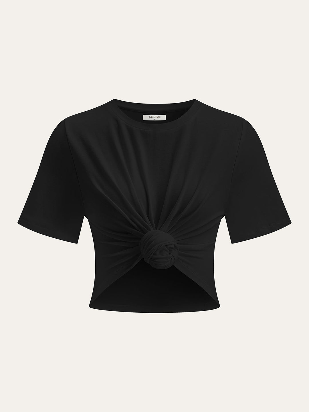 Cropped Knot-Front T-Shirt  Liora Lane Boutique T-Shirts Black / XL 28.00