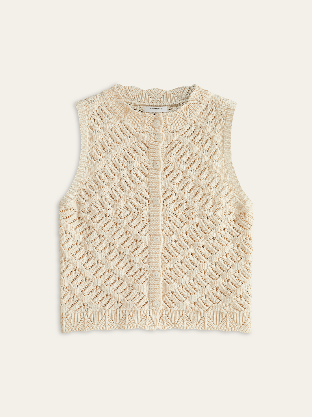 Knitted Sleeveless Cardigan with Button Front  Liora Lane Boutique Cardigans Beige / XL 84.99