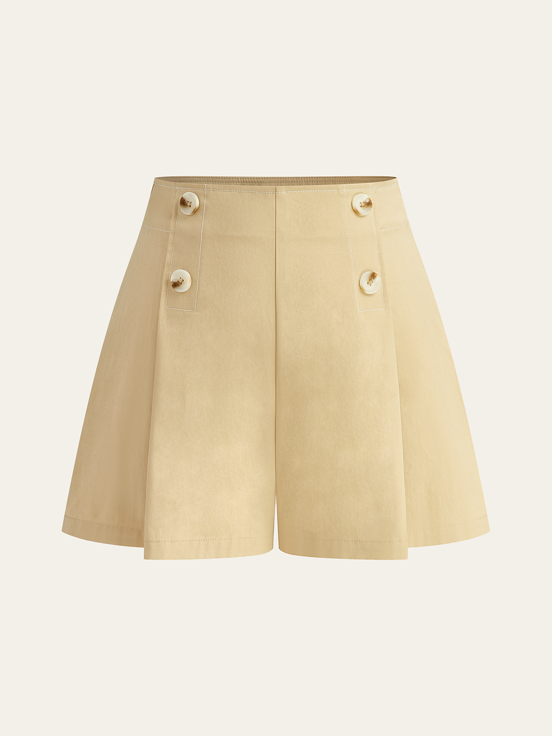 High-Waisted Button -Detail Wide-Leg Shorts  Liora Lane Boutique Shorts Khaki / XL 28.00