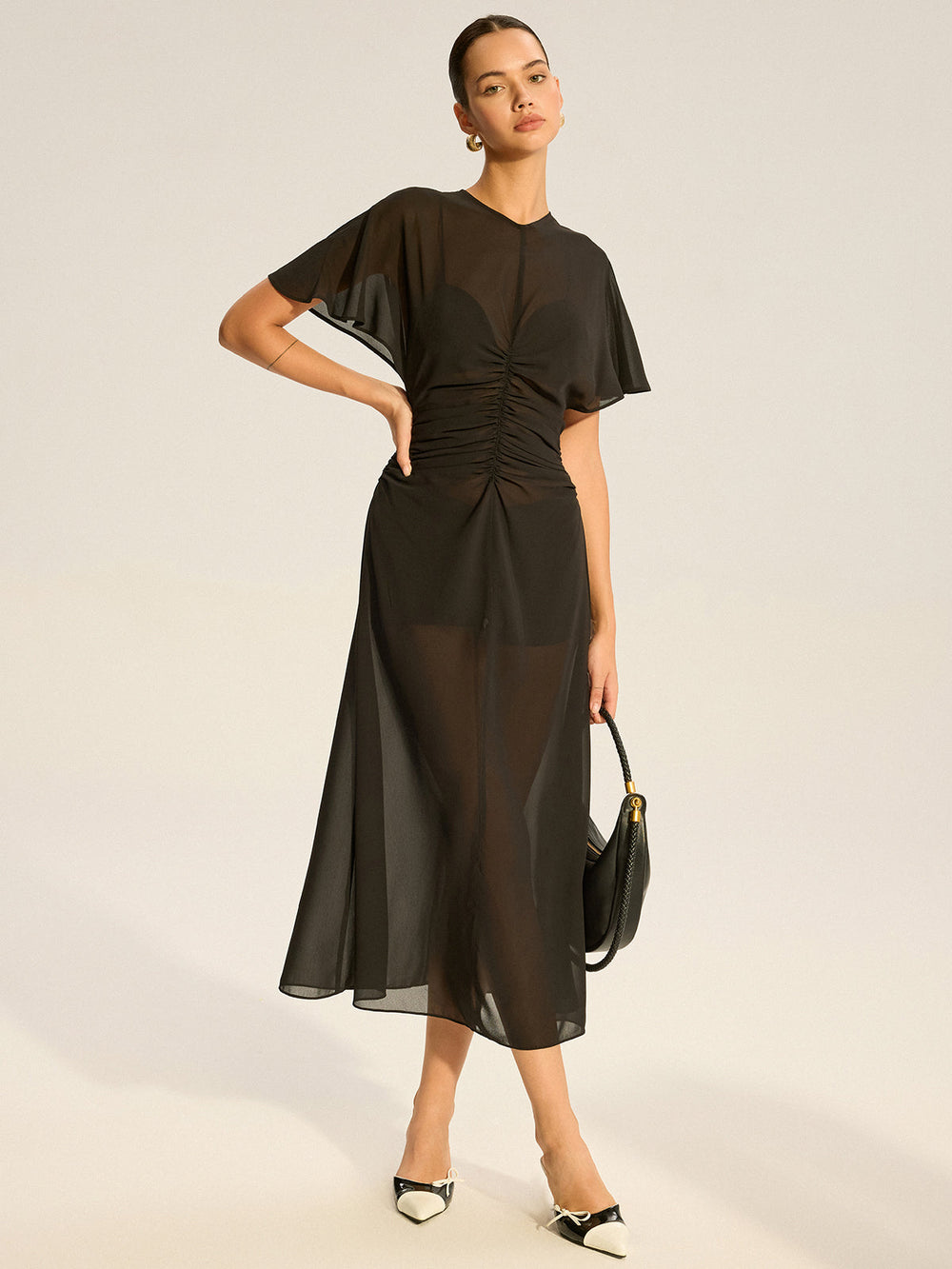 Sheer Chiffon Midi Dress with Lining Slip Two-Piece Set  Liora Lane Boutique Dresses