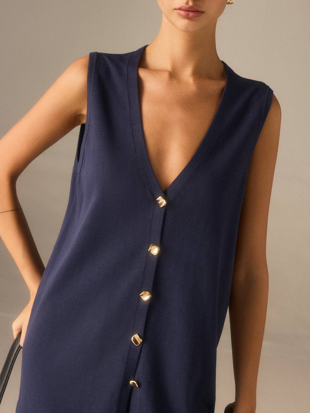 Golden Button Knit Vest Pants Set  Liora Lane Boutique Sweater Co-ords