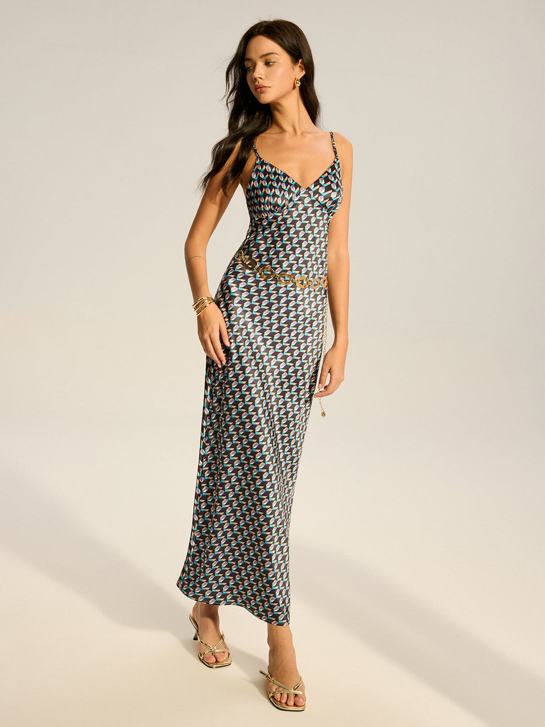 Vintage Print Spaghetti Strap Maxi Dress  Liora Lane Boutique Dresses Multicolor / XL 39.00