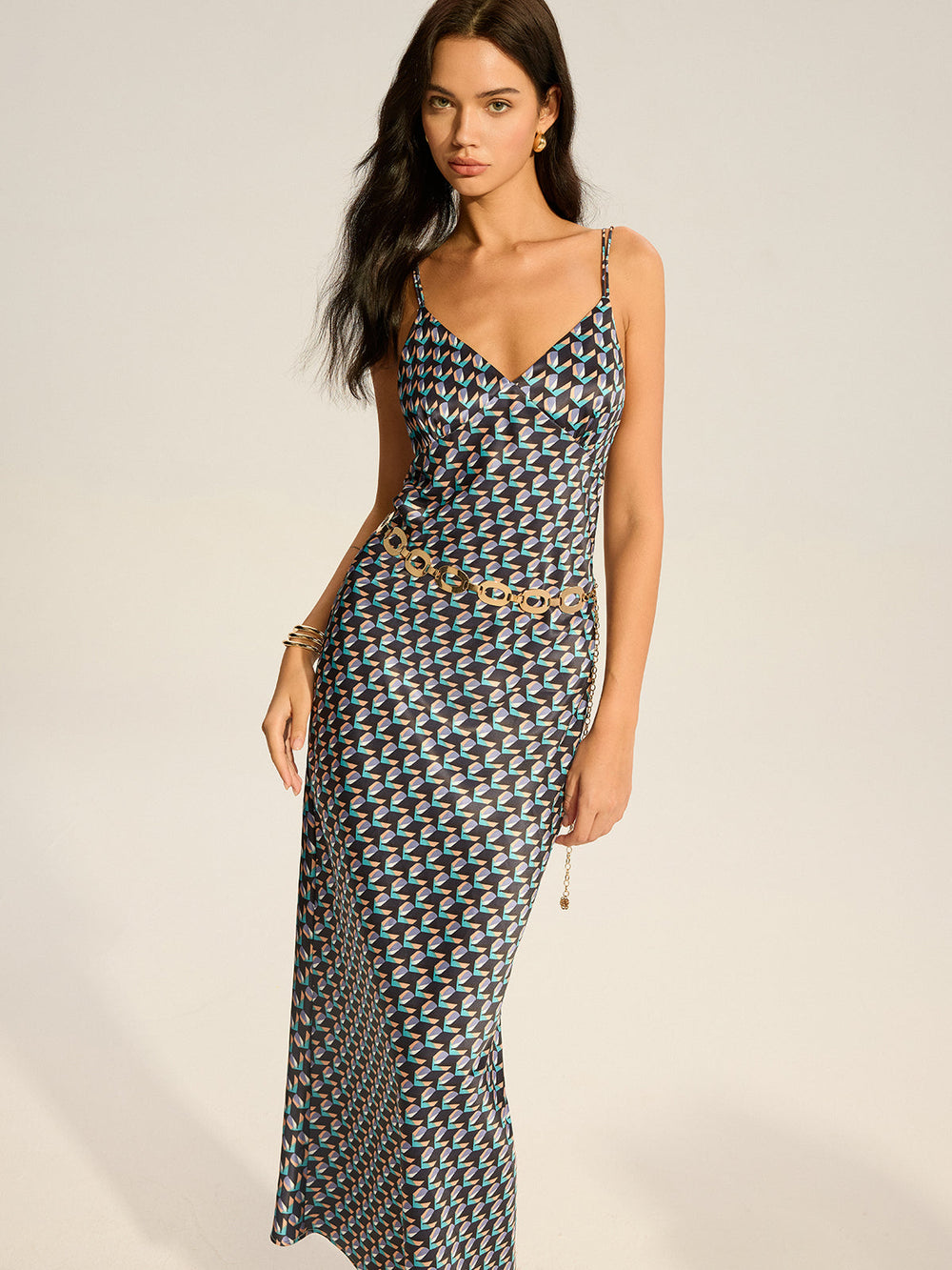 Vintage Print Spaghetti Strap Maxi Dress  Liora Lane Boutique Dresses