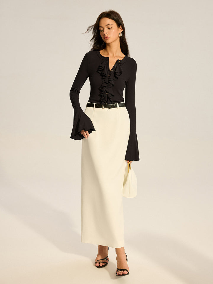 Flared Sleeve Ruffled Button T-Shirt  Liora Lane Boutique T-Shirts