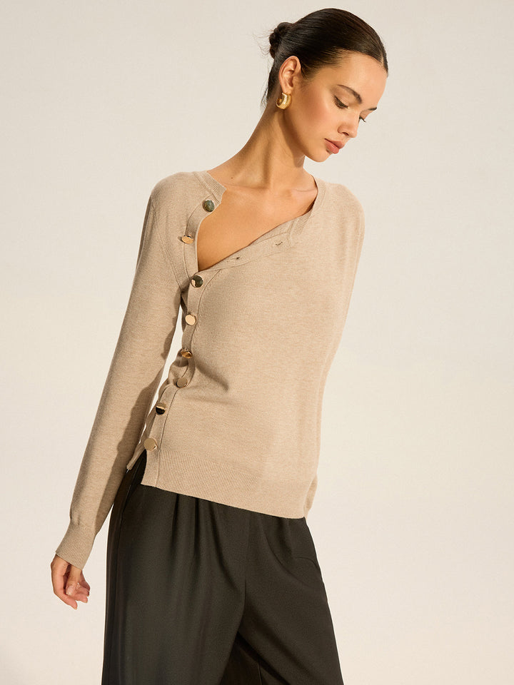 Asymmetric Button Knit Top  Liora Lane Boutique Knit Tops