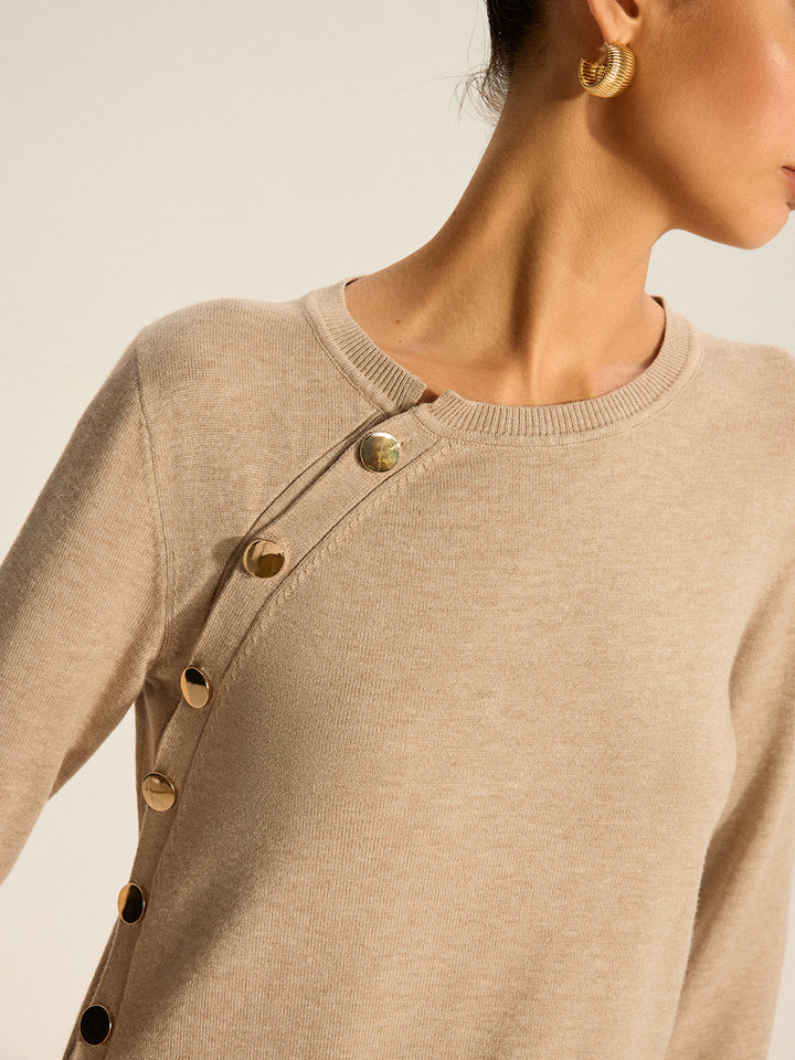 Asymmetric Button Knit Top  Liora Lane Boutique Knit Tops