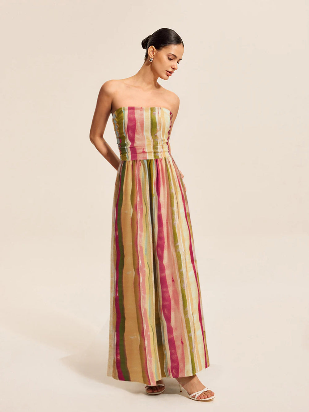 Colorful Striped Strapless Cotton Maxi Dress  Liora Lane Boutique Dresses