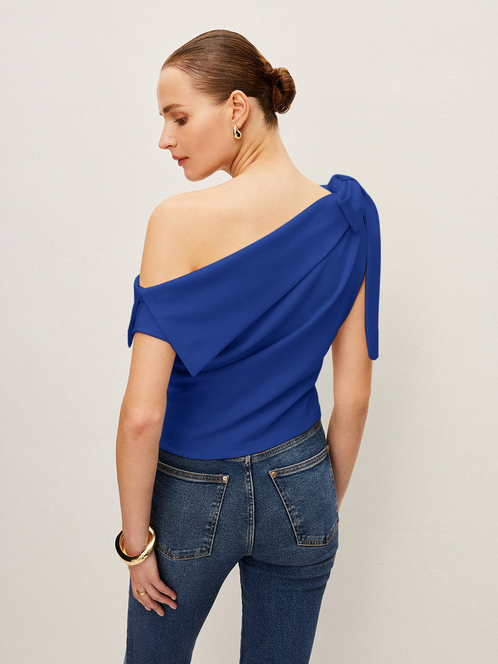 One-Shoulder Top With Bow Detail  Liora Lane Boutique T-Shirts