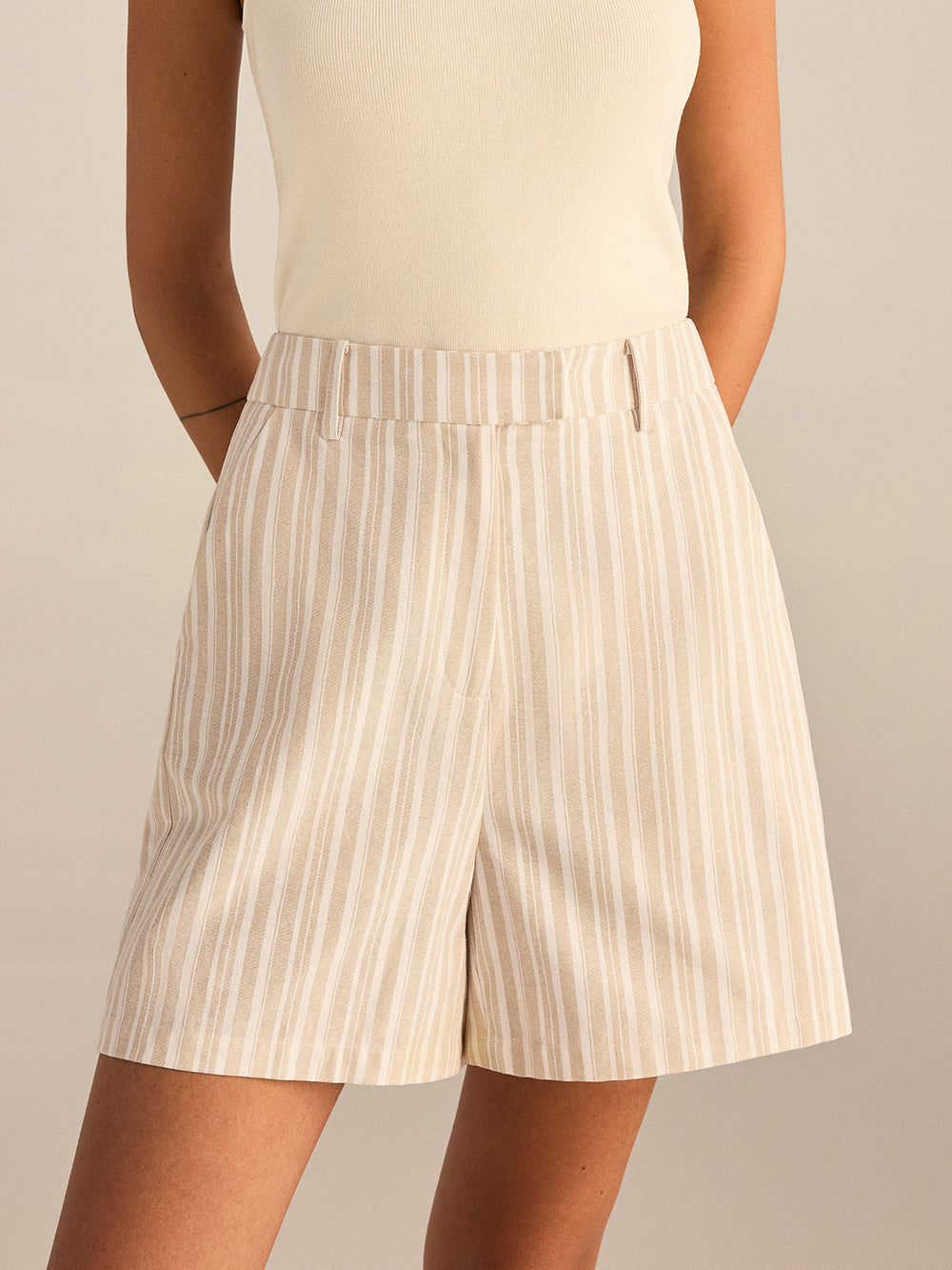 Striped Mid-Waist Shorts  Liora Lane Boutique Shorts