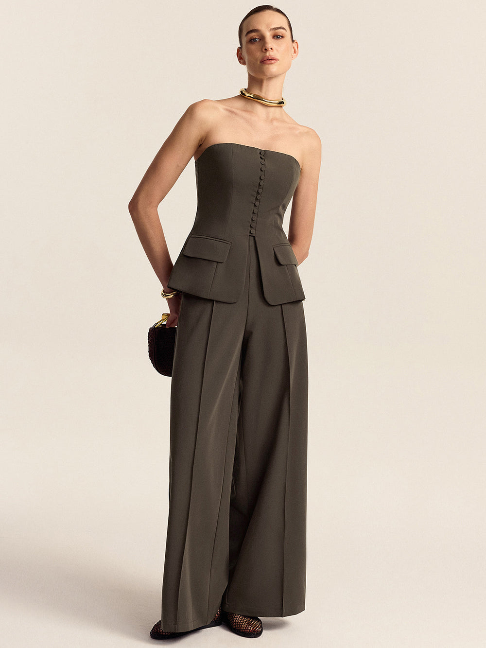 Strapless Top and Wide-Leg Pants Set  Liora Lane Boutique Pant Sets