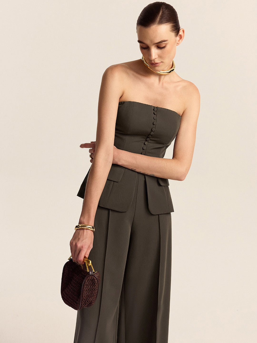 Strapless Top and Wide-Leg Pants Set  Liora Lane Boutique Pant Sets