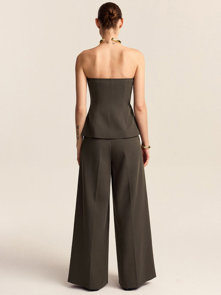 Strapless Top and Wide-Leg Pants Set  Liora Lane Boutique Pant Sets