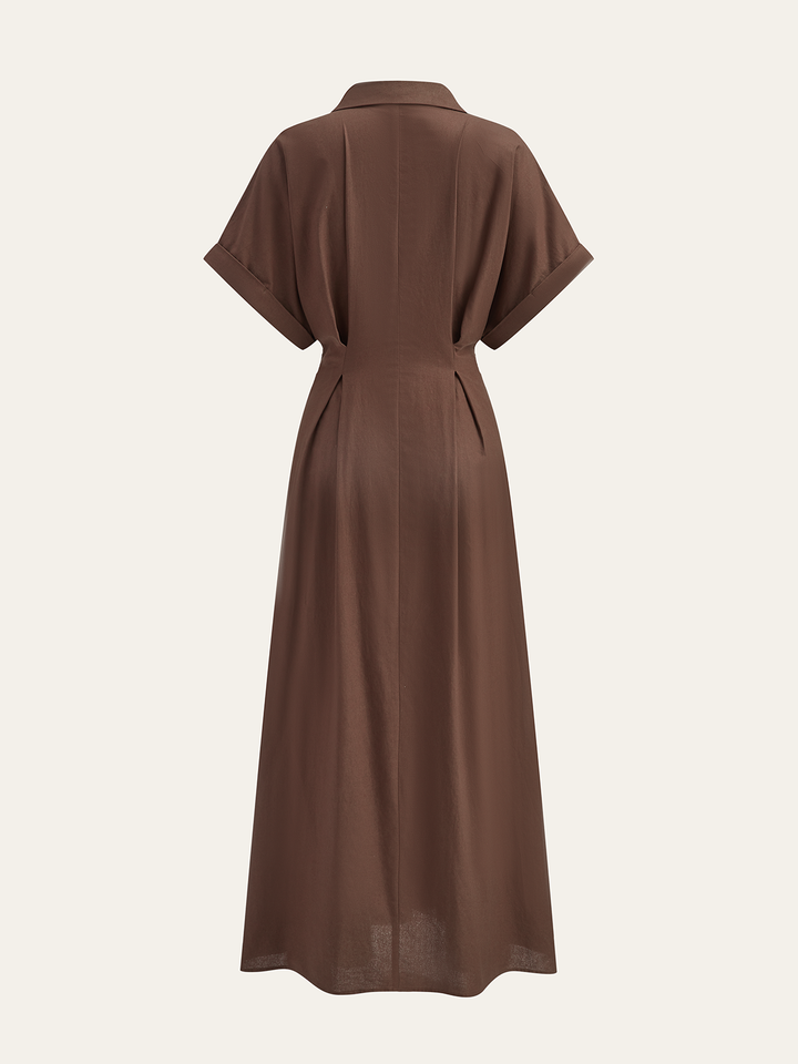 Pleated Button-Front Shirt Dress  Liora Lane Boutique Dresses