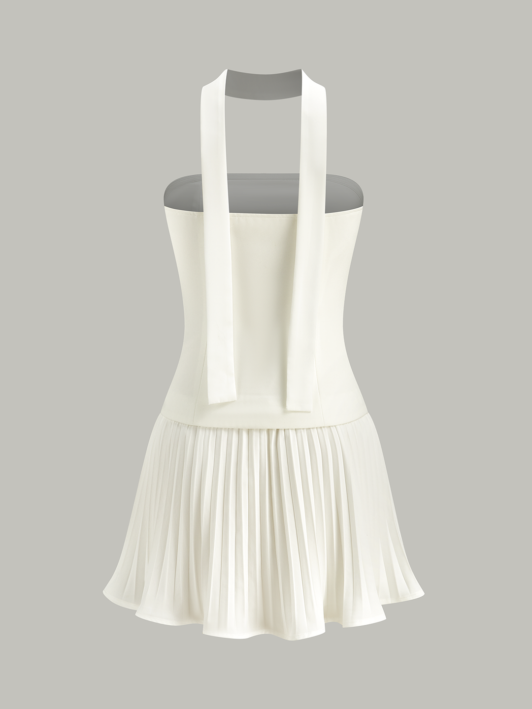 Halter Neck Strapless Pleated Mini Dress  Liora Lane Boutique Dresses