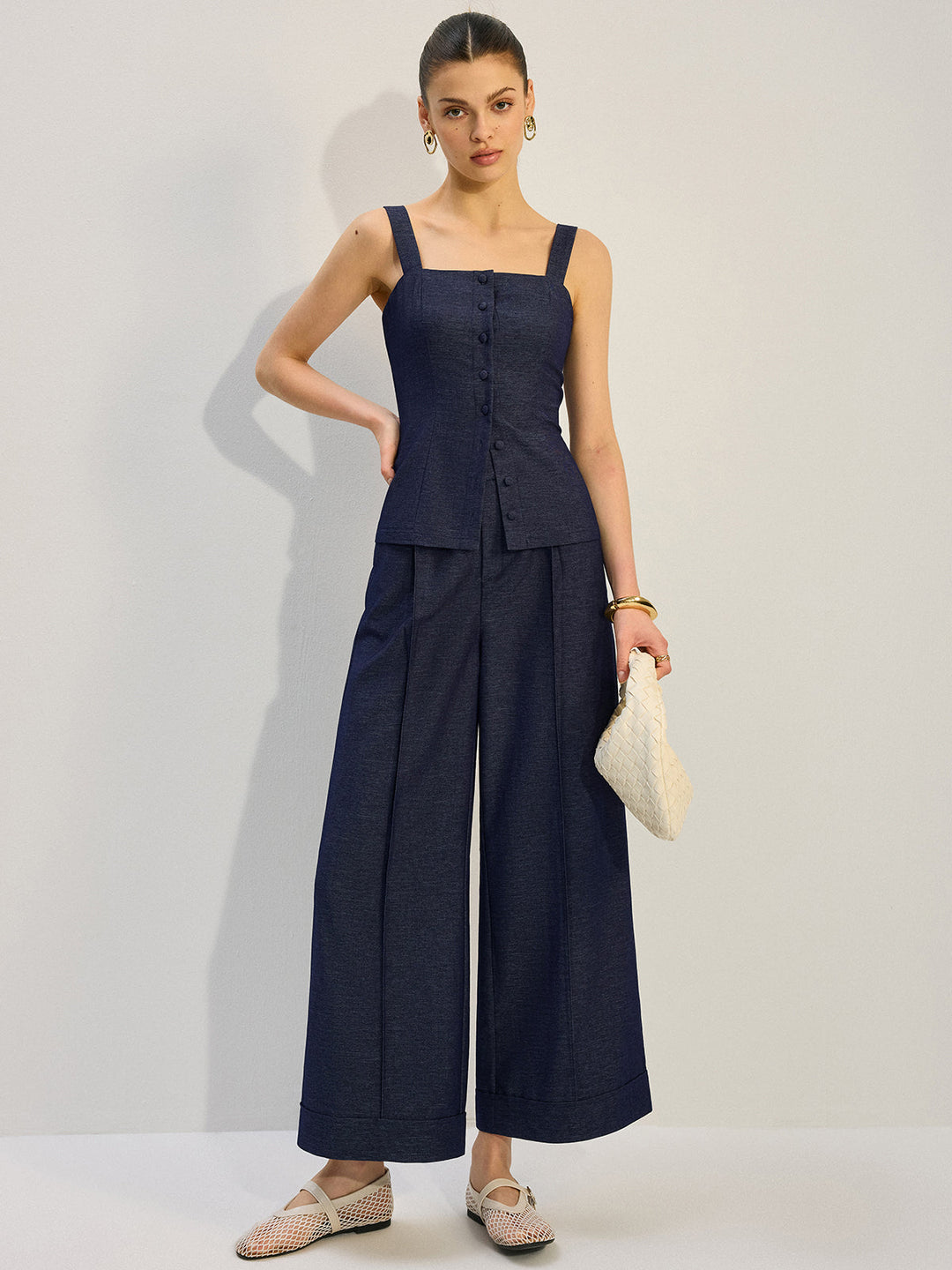 Denim Wide-Leg Pants  Liora Lane Boutique Pants Navy / XL 45.00