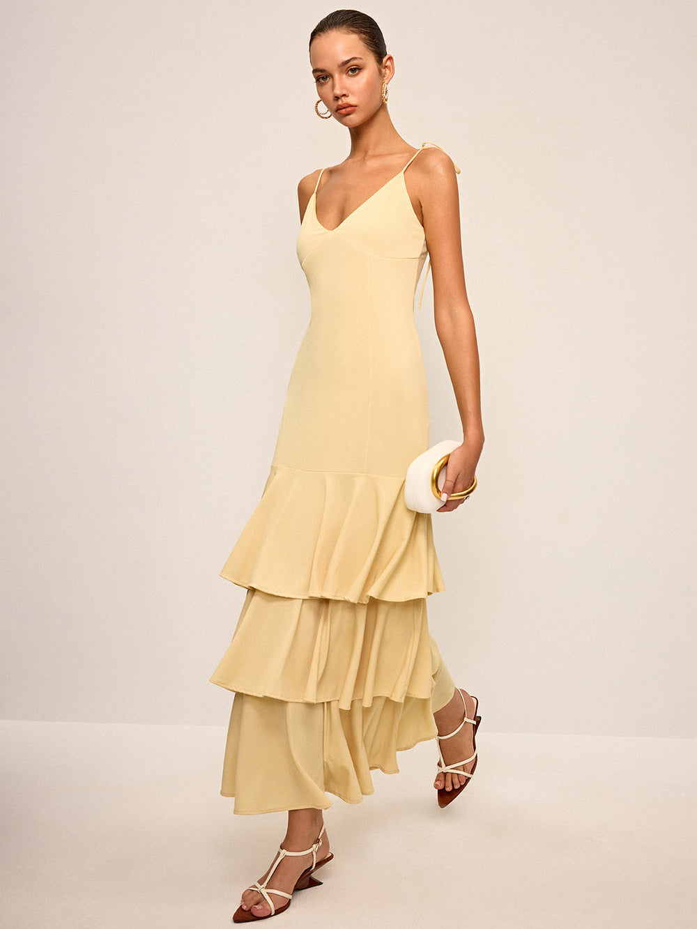 Tie-Strap Shoulder Tiered Maxi Dress  Liora Lane Boutique Dresses