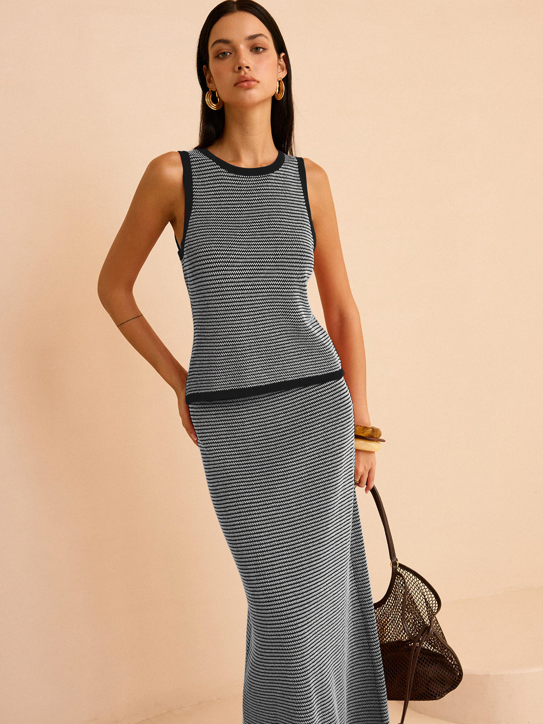 Striped Knit Sweater Co-ords Set  Liora Lane Boutique Sweater Co-ords