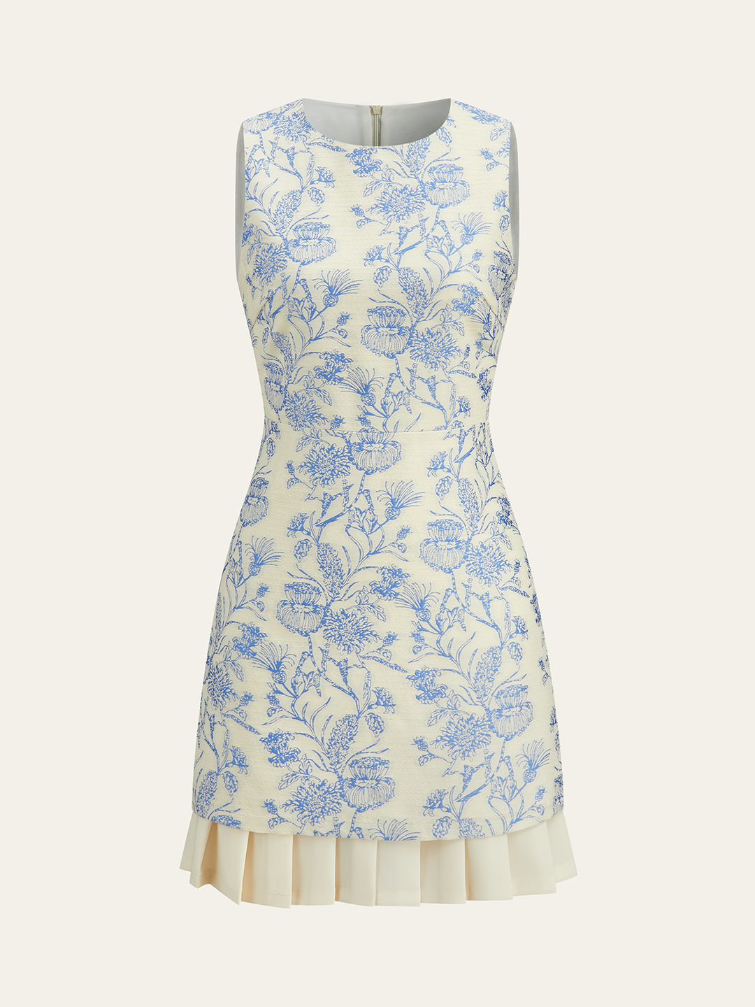Floral Printed Sleeveless Dress with Pleated Hem  Liora Lane Boutique Dresses Blue / XL 84.99
