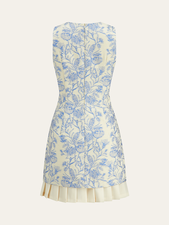 Floral Printed Sleeveless Dress with Pleated Hem  Liora Lane Boutique Dresses
