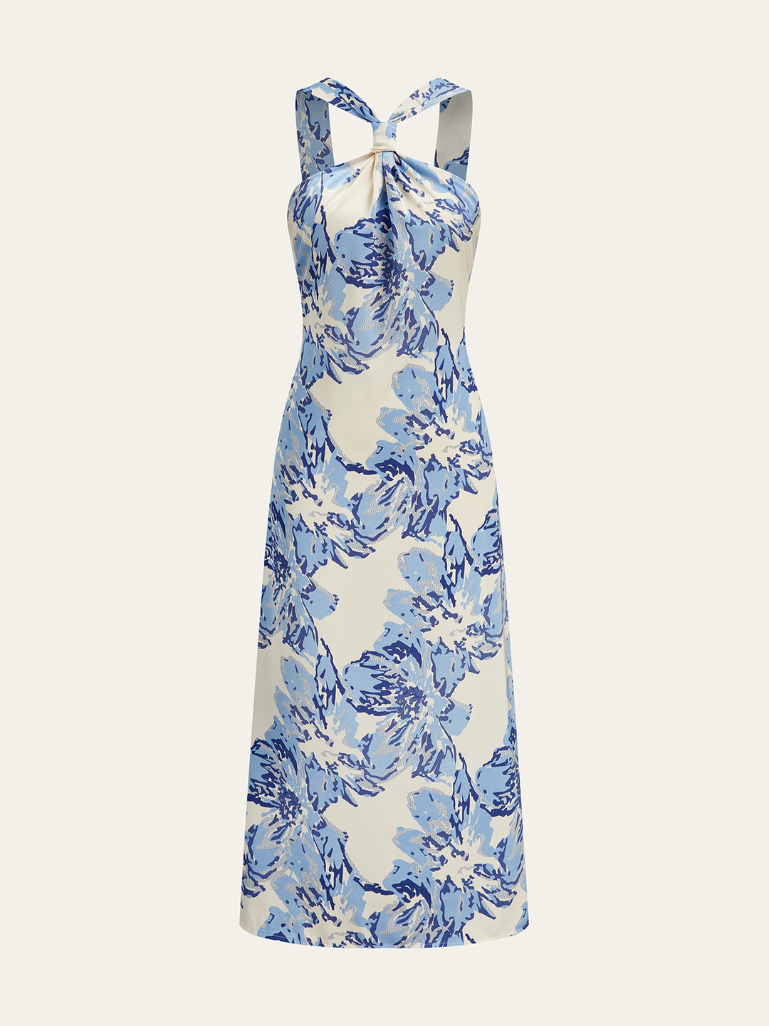 Halter Neck Floral Print Midi Dress  Liora Lane Boutique Dresses Blue / XL 35.00