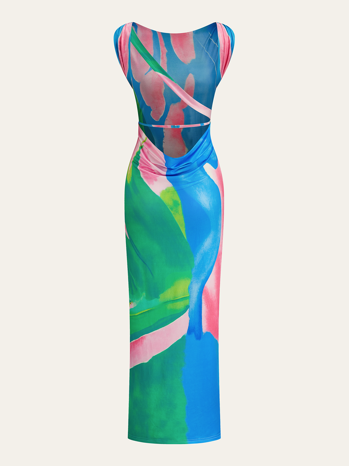 Monet Garden Print Sleeveless Long Dress  Liora Lane Boutique Dresses