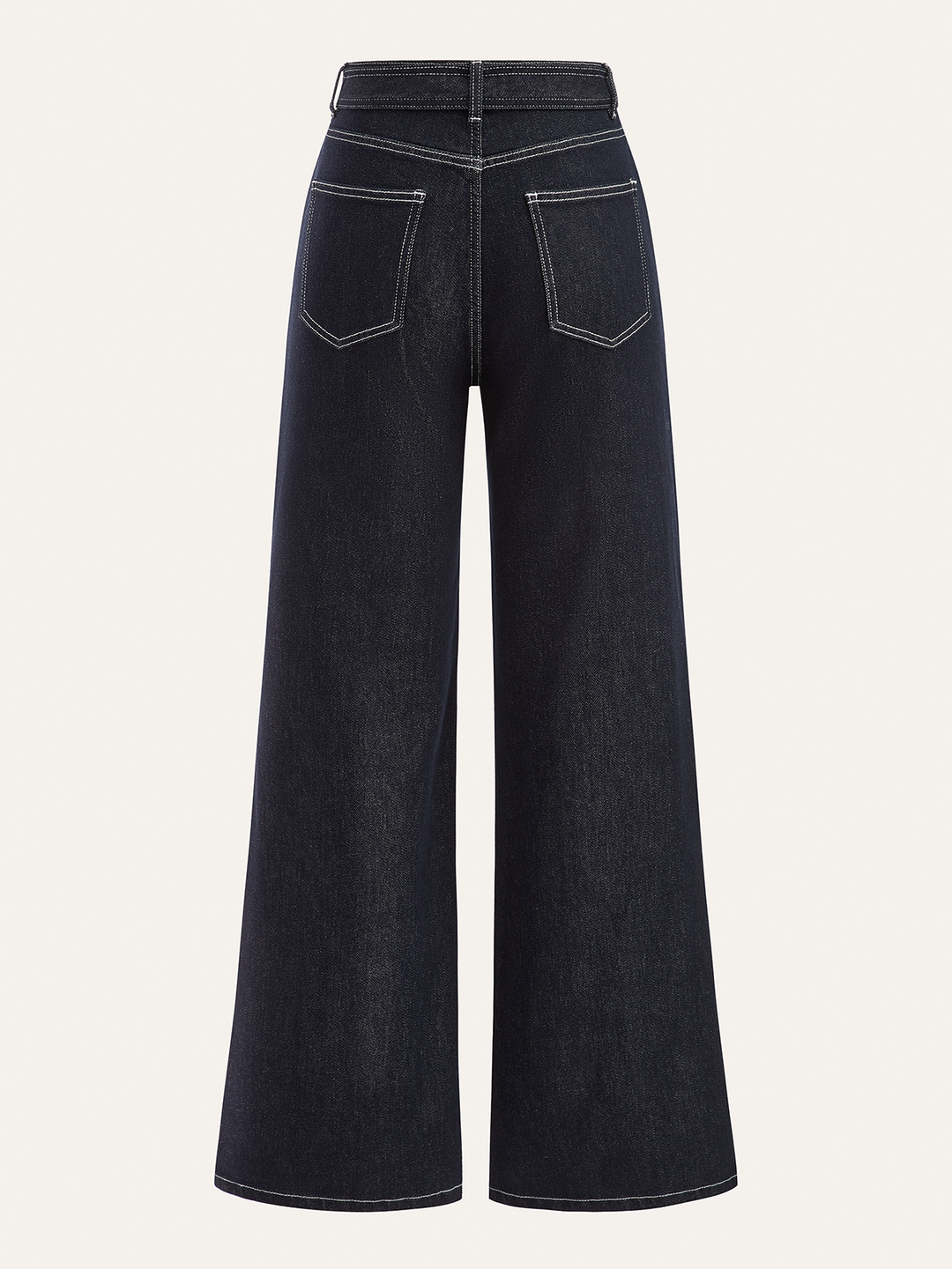Denim Contrast-Stitch Pants with Belt  Liora Lane Boutique Jeans