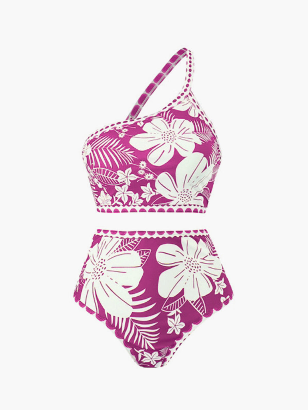 One Shoulder Floral Bikini Set  Liora Lane Boutique Bikini Sets Purple / S 91.99