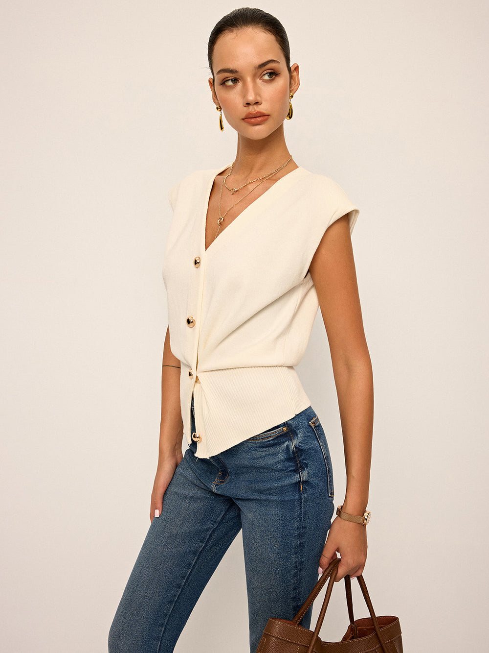 Asymmetric Two-Way Wear Knit Vest  Liora Lane Boutique Cardigans