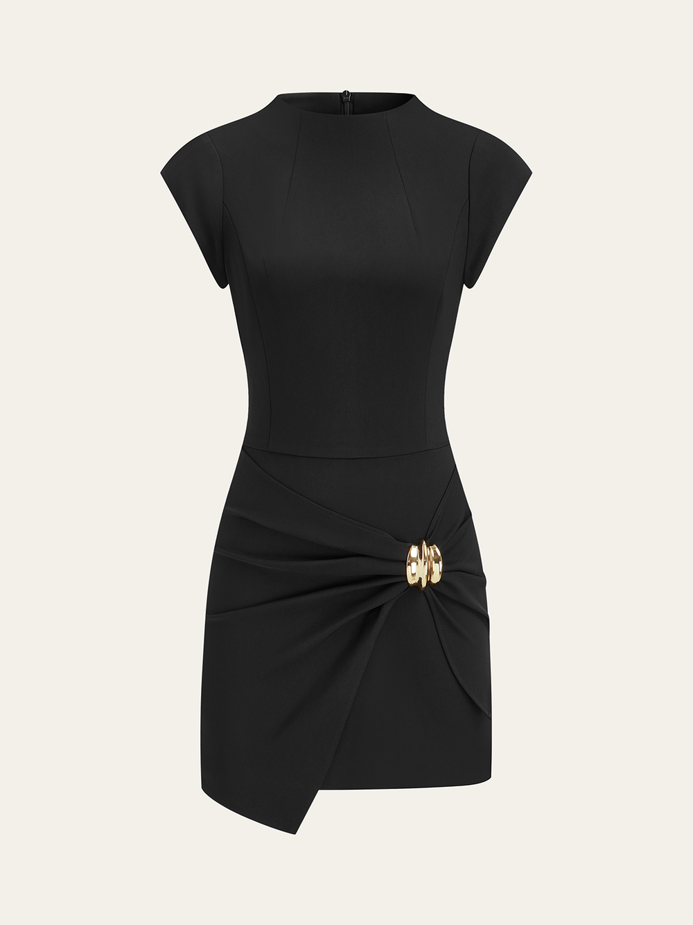 Mock Neck Mini Dress with Metal Buckle Detail  Liora Lane Boutique Dresses