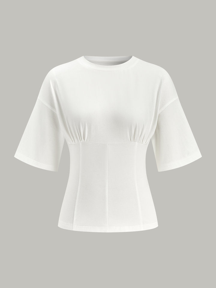 Cinched Waist Half Sleeve Top  Liora Lane Boutique T-Shirts