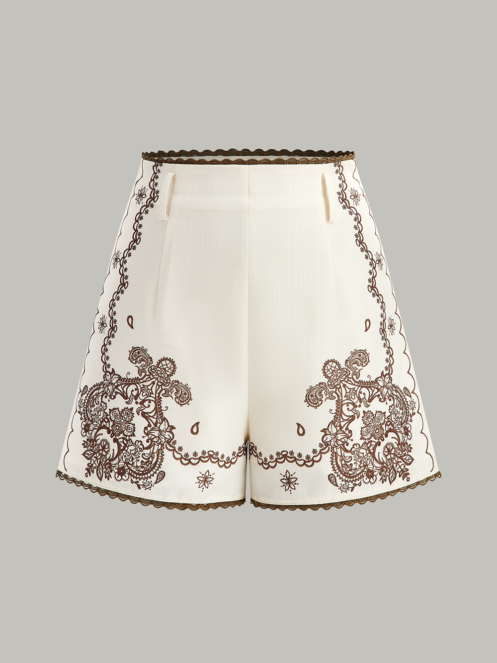 Floral Printed Suit Shorts with Lace Trims and Belt  Liora Lane Boutique Shorts
