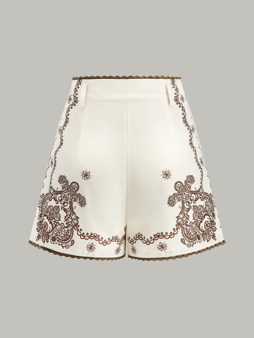 Floral Printed Suit Shorts with Lace Trims and Belt  Liora Lane Boutique Shorts