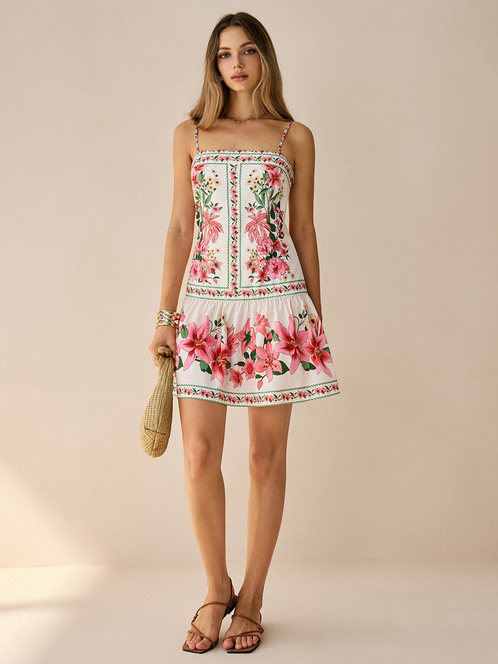 Floral Print Spaghetti Strap Mini Dress  Liora Lane Boutique Dresses