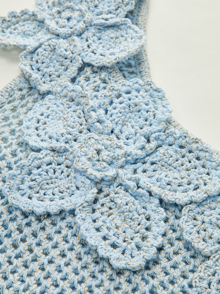 One-Shoulder Floral Crochet Knit Top  Liora Lane Boutique Knit Tops