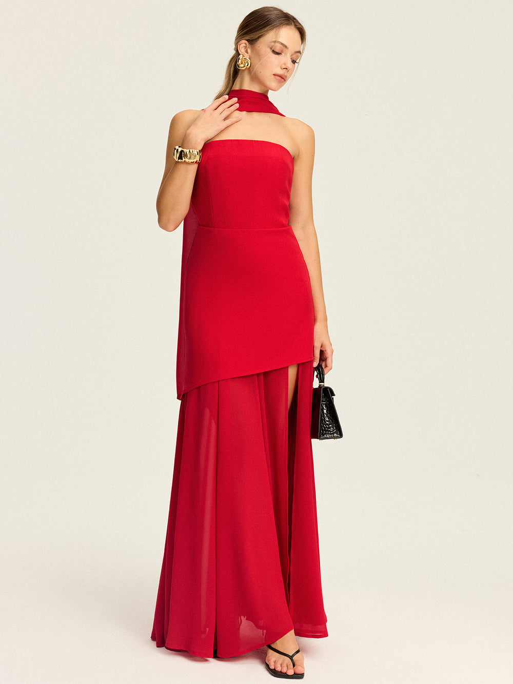 Strapless High-Slit Maxi Dress  Liora Lane Boutique Dresses