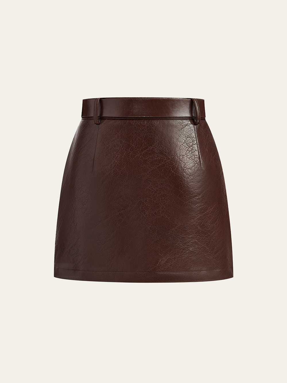 Jacquard Trim PU Leather Mini Skirt with Belt  Liora Lane Boutique Skirts
