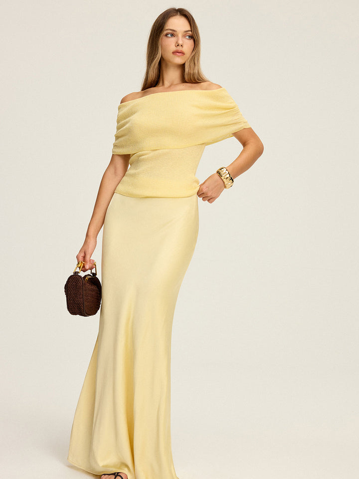 Off-Shoulder Ruched Knit Top  Liora Lane Boutique Knit Tops