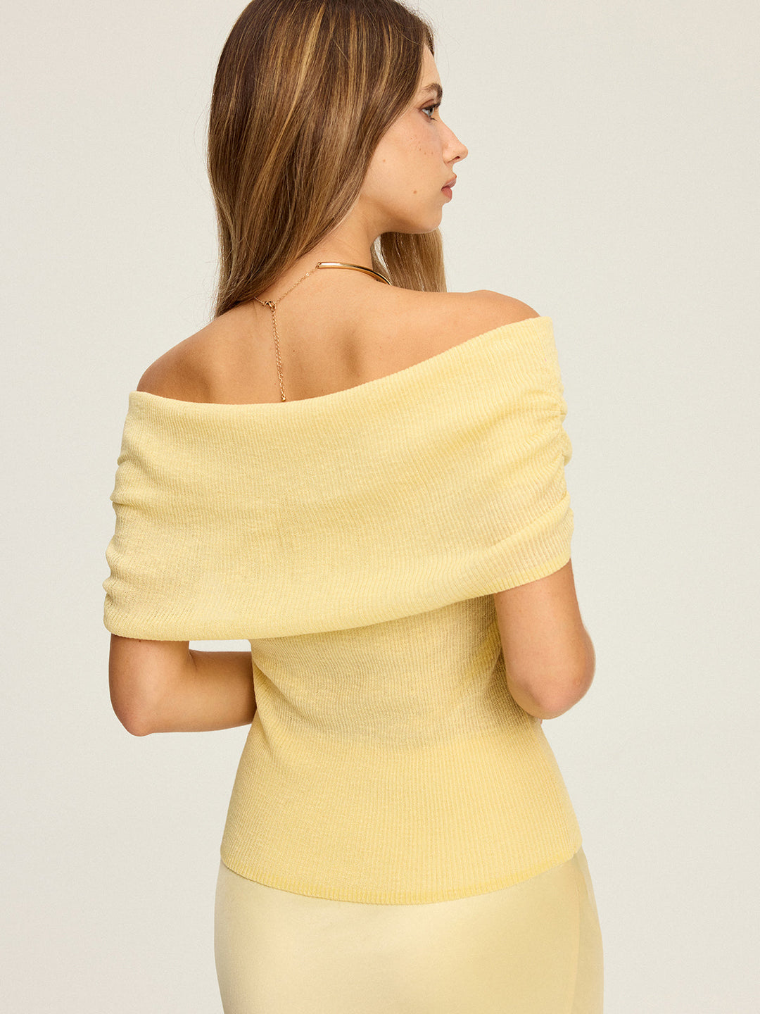 Off-Shoulder Ruched Knit Top  Liora Lane Boutique Knit Tops