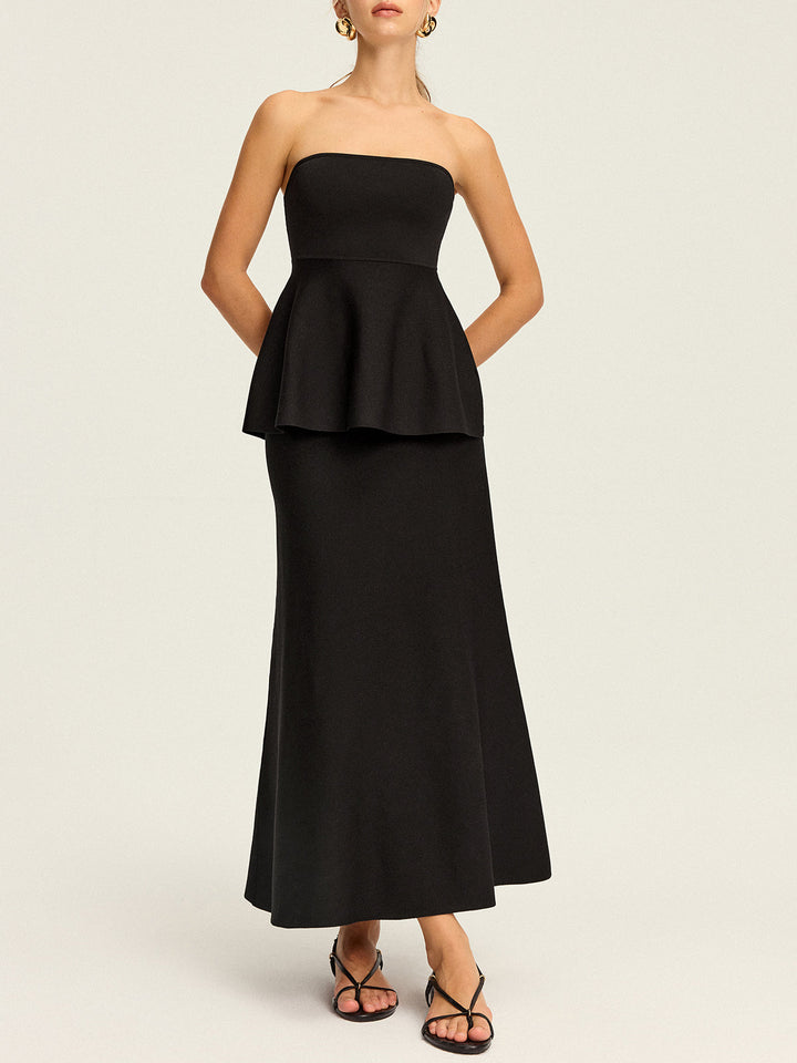 Knit Elastic-Waist Maxi Skirt  Liora Lane Boutique Sweater Skirts Black / XL 69.99