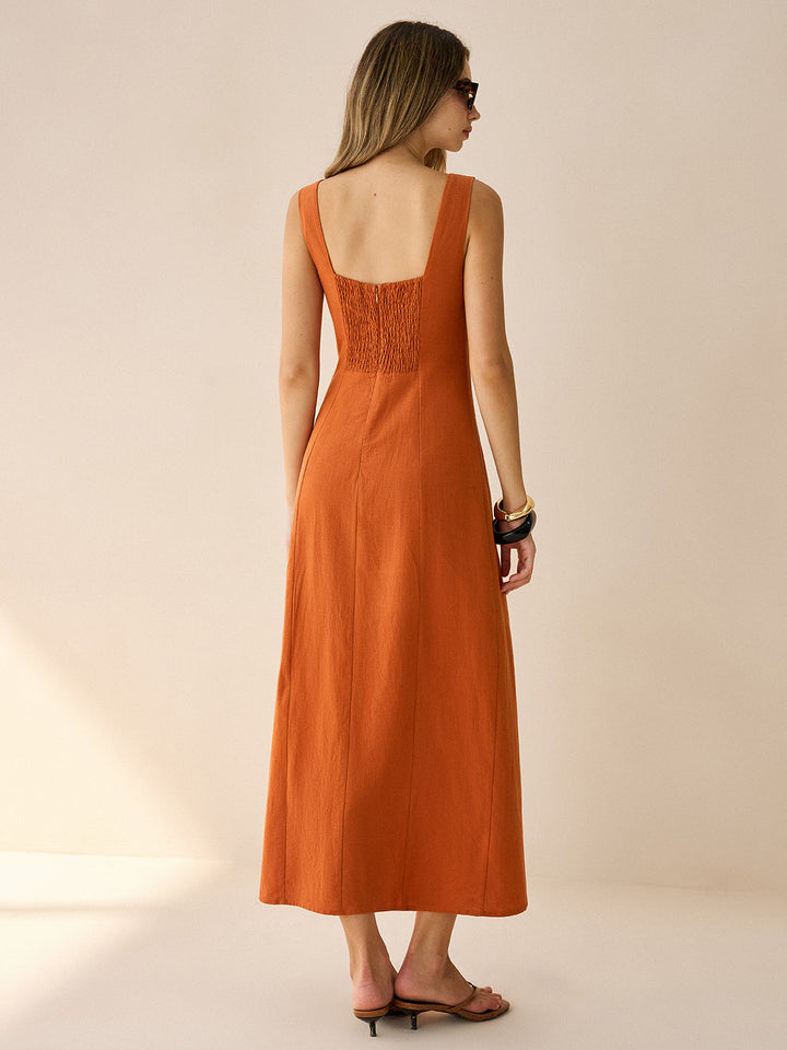 Square-Neck Button-Front Maxi Dress with Slit  Liora Lane Boutique Dresses