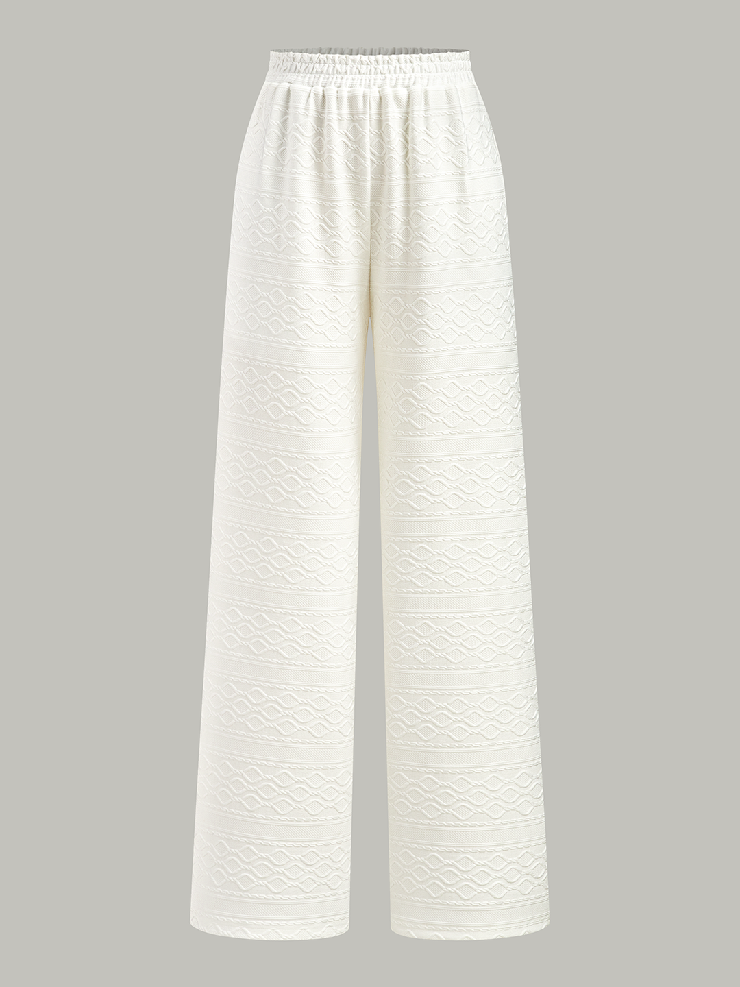 Textured Wide-Leg Pants with Elastic Waist  Liora Lane Boutique Pants White / XL 44.00