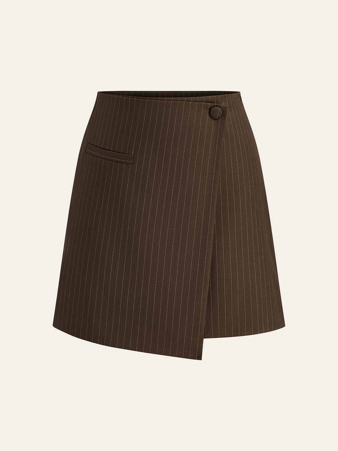 Pinstripe Wrap Mini Skirt  Liora Lane Boutique Skirts Light Brown / XL 38.00