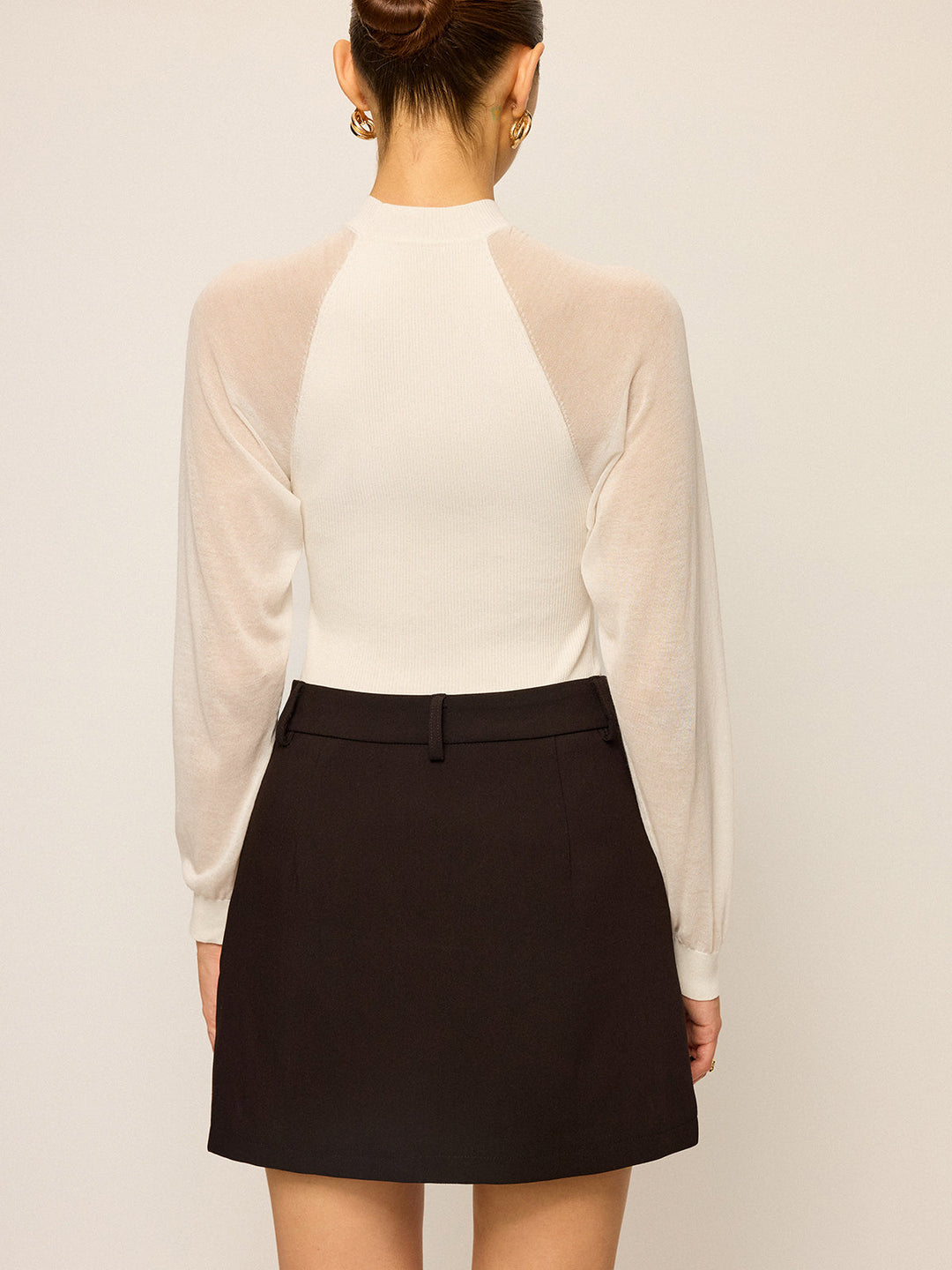 Sheer-Sleeved Cotton Knit Top  Liora Lane Boutique Knit Tops