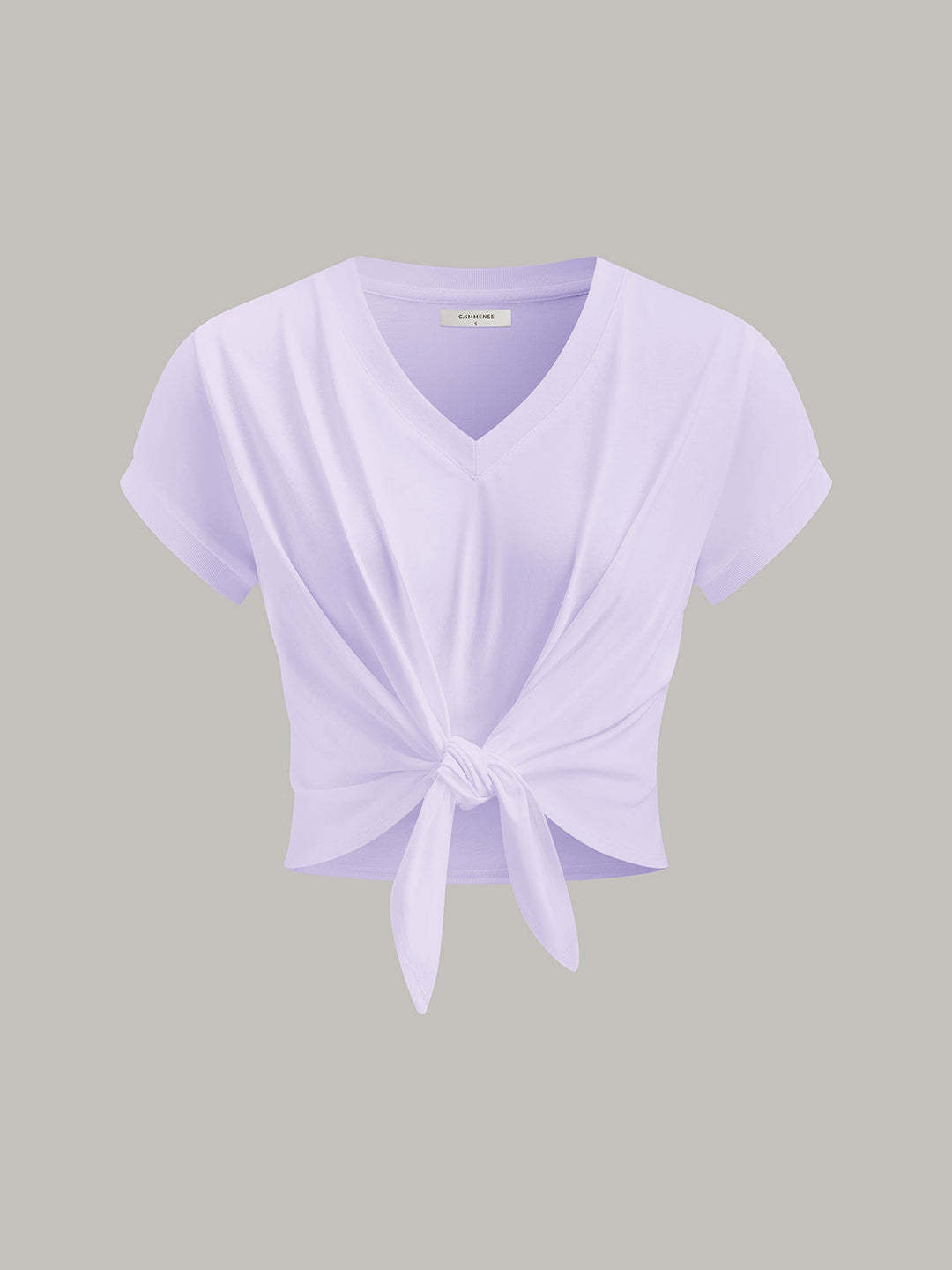 Knot Front V-Neck T-Shirt  Liora Lane Boutique T-Shirts Purple / XL 24.00