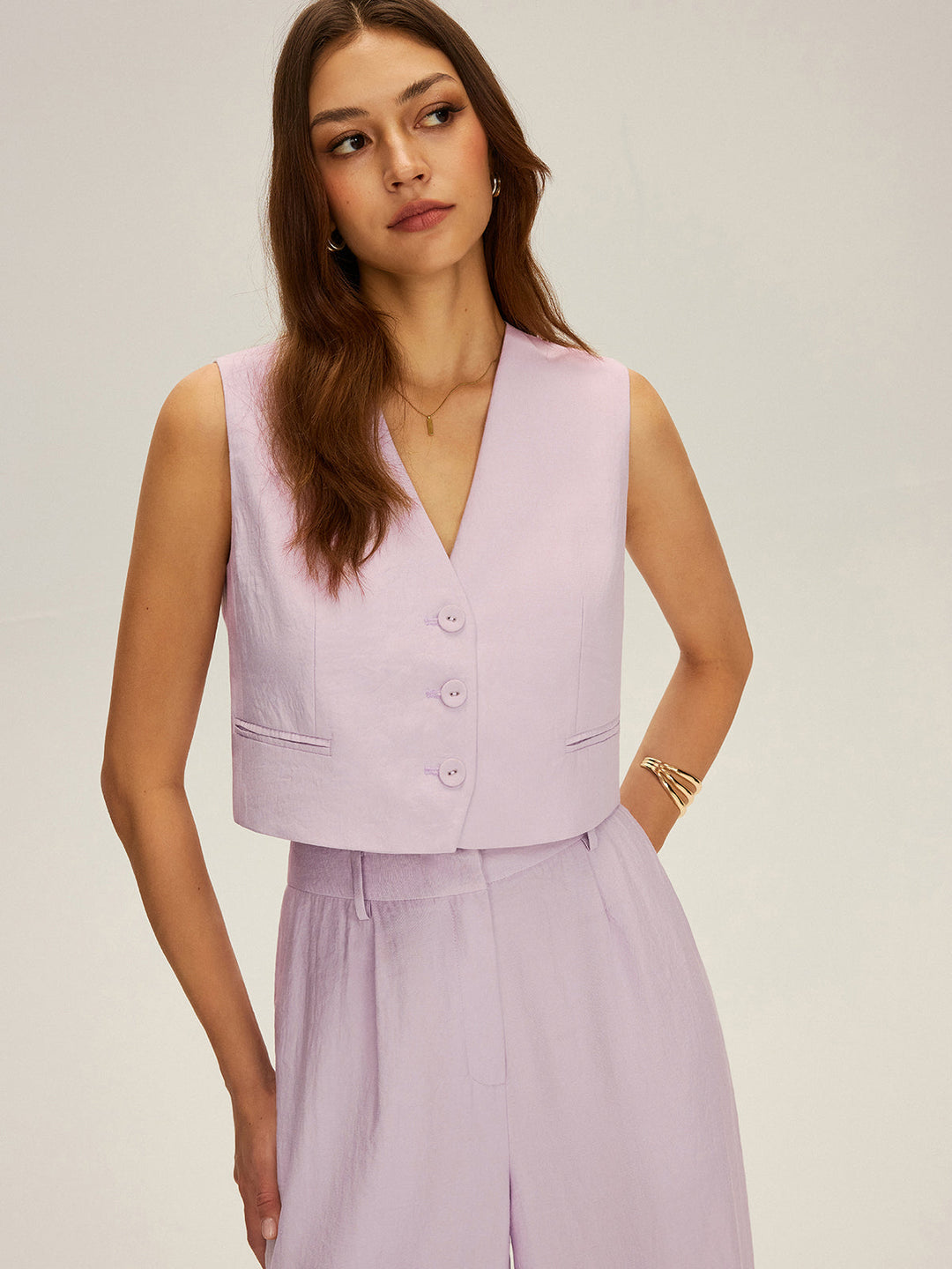 Sleeveless Crop Vest and Wide-Leg Pants Set  Liora Lane Boutique Pant Sets