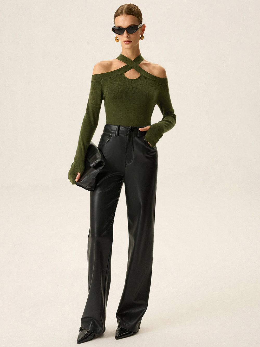 Cross-Strap Off-Shoulder Knit Top  Liora Lane Boutique Knit Tops