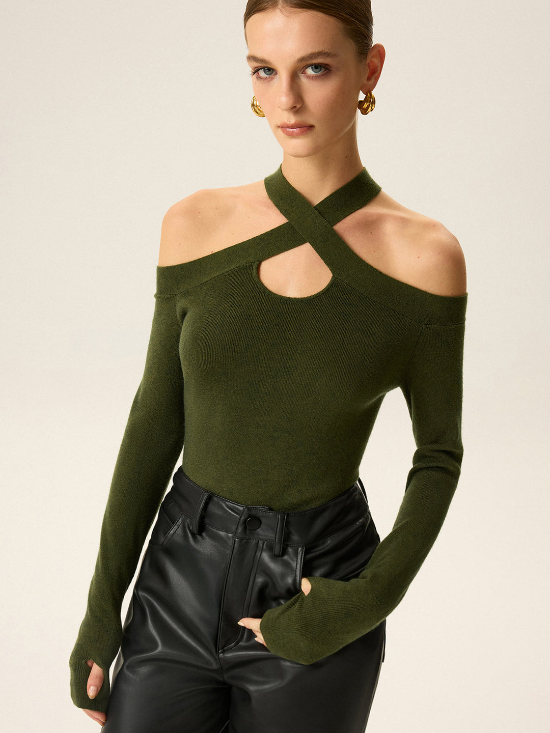Cross-Strap Off-Shoulder Knit Top  Liora Lane Boutique Knit Tops