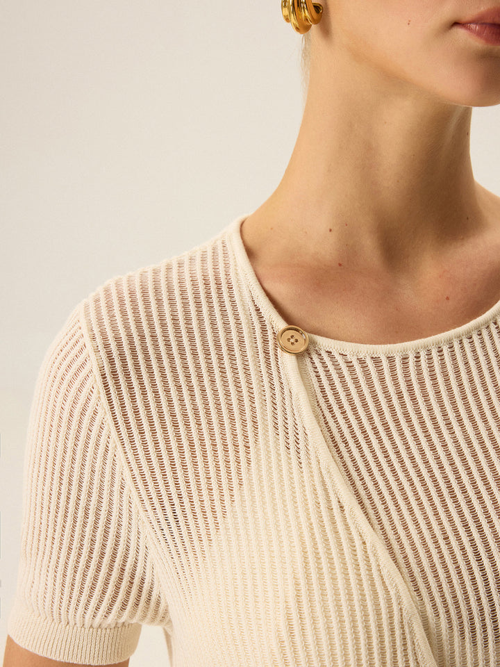 Asymmetric Button Knit Top  Liora Lane Boutique Sweaters