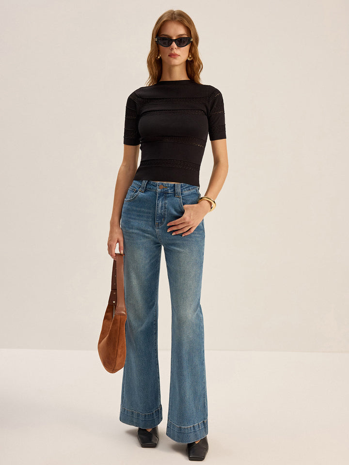 Crochet Detail Knit Top  Liora Lane Boutique Knit Tops